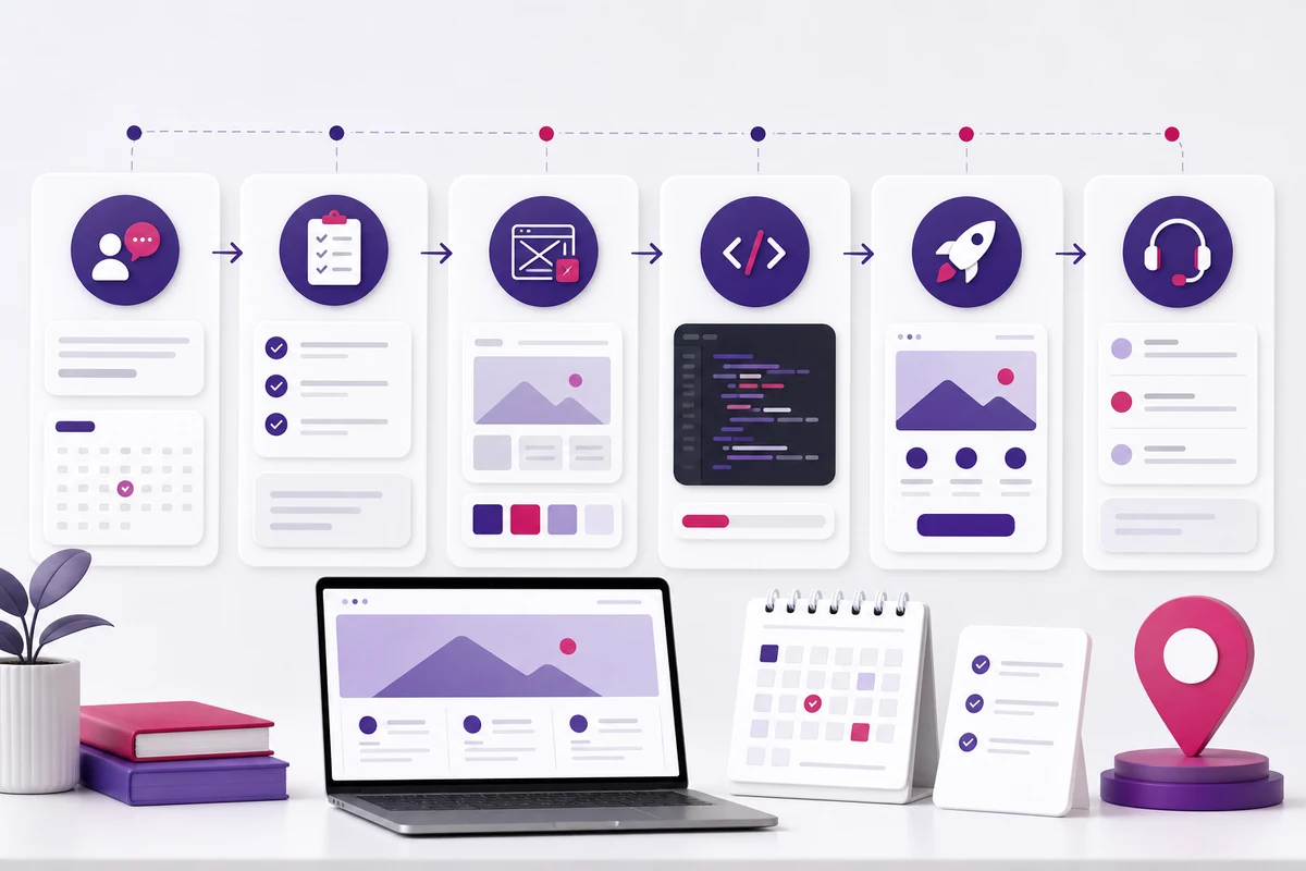 Processus de devis site web avec cadrage, design, developpement et mise en ligne